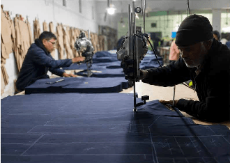 Cutting department — straight knife in action