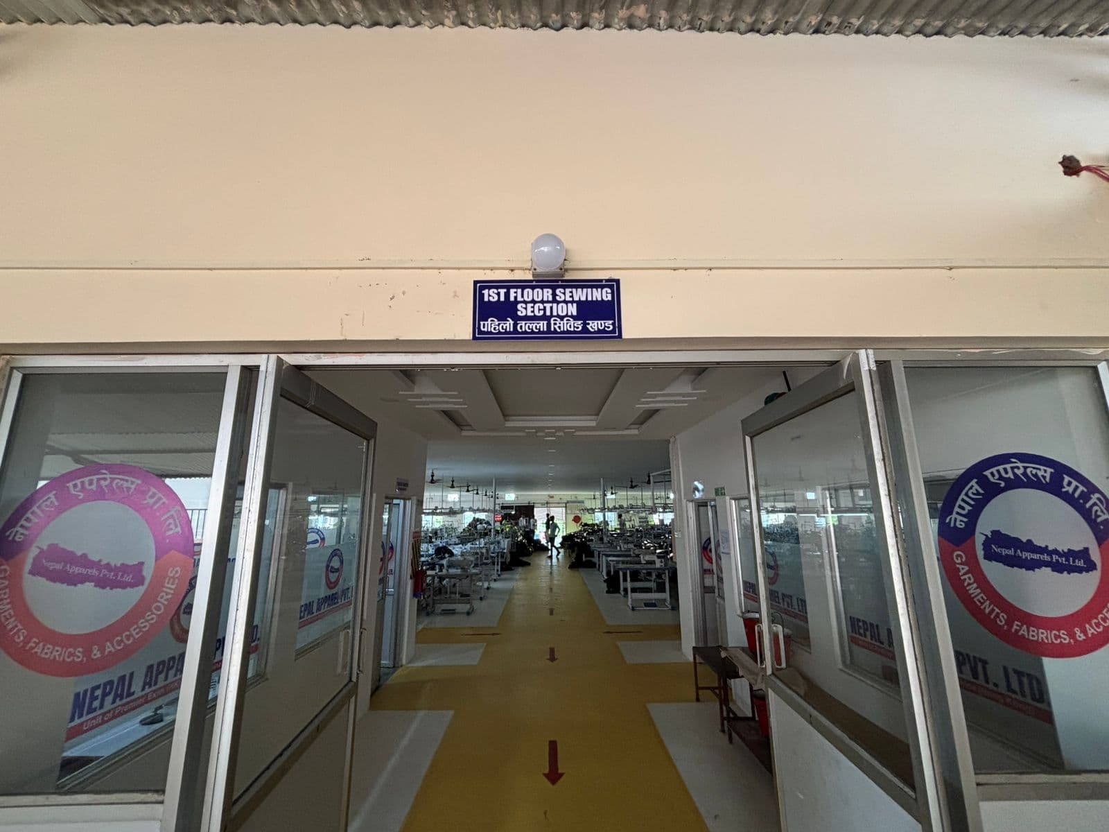 Garment assembly line in progress